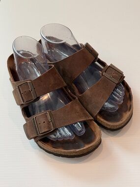 Birkenstock Brown Suede Two-Strap Sandals, Size 39